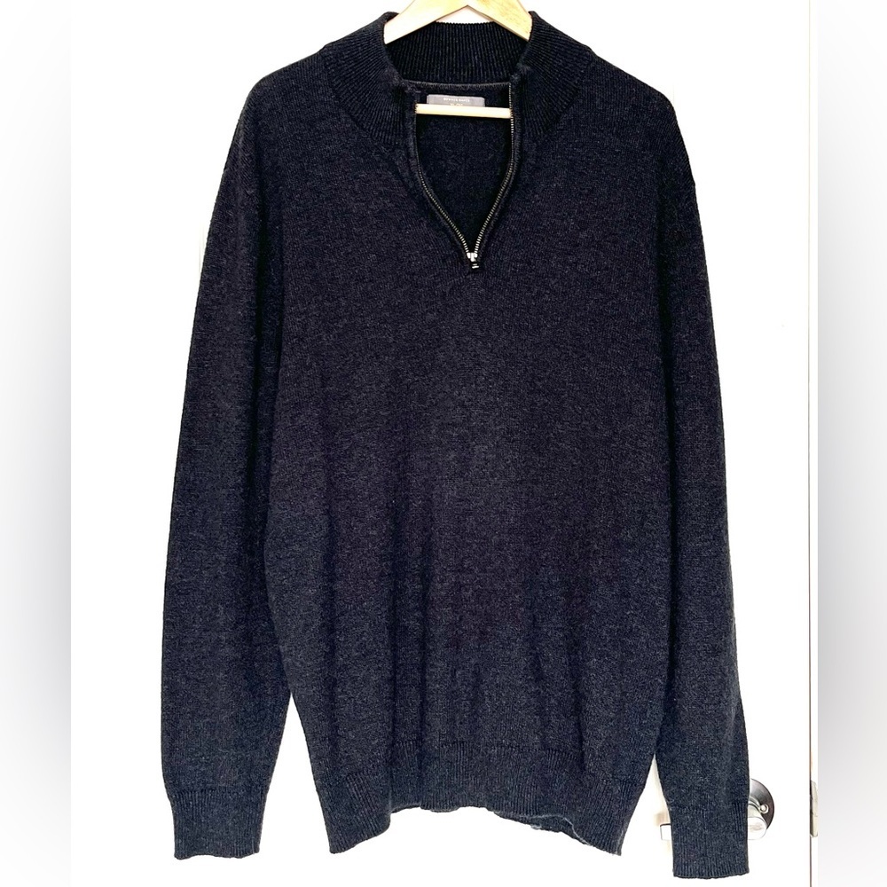 Denver Hayes Men’s XL Charcoal Grey Quarter Zip Mock Neck Sweater Dad Style